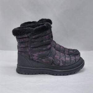 Ryka Suzy Quilted Black Camo Ankle Boots Women's Size 5.5 Pull On Casual Grunge